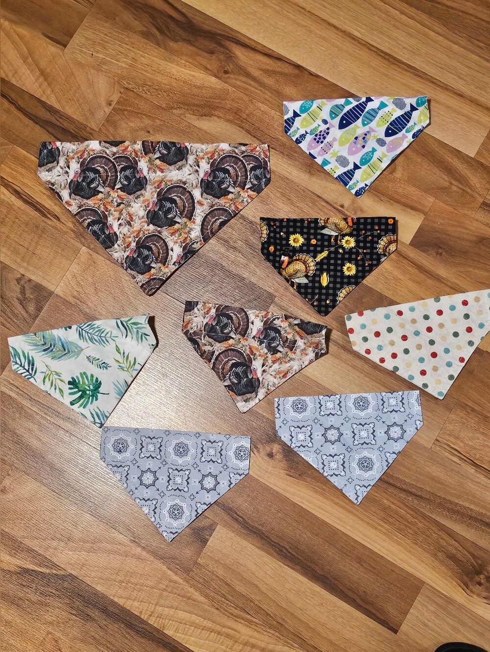 Handmade Multicolor Dog Bandana Set - Pack of 8
